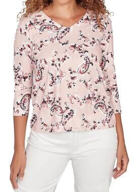 NEW EMALINE v neck paisley onion skin top in sandy blush